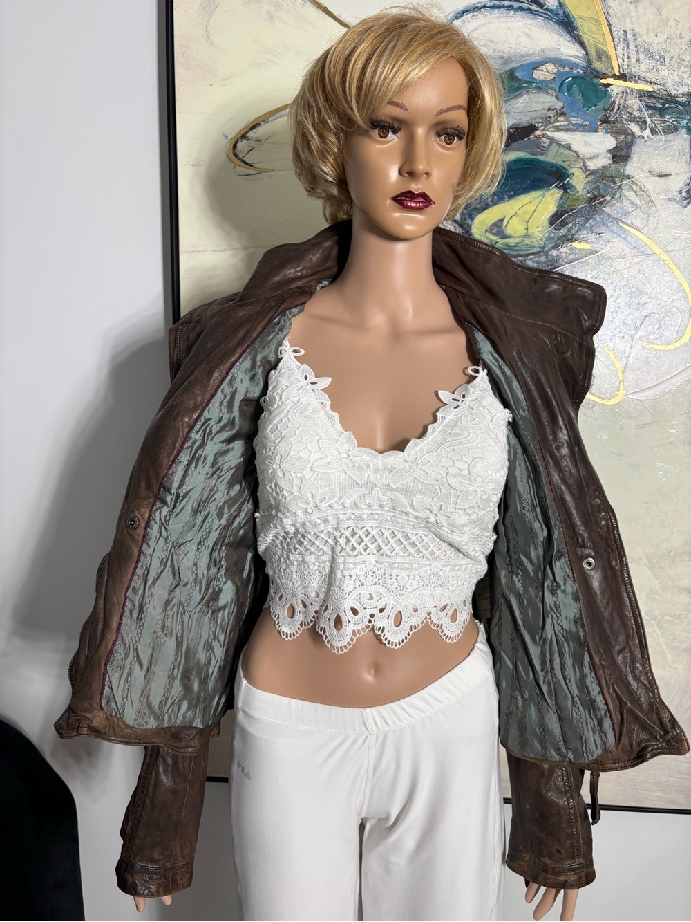 Danier Brown Asymmetrical Leather Moto Jacket - Picture 10 of 16